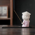 Ceramic female court attendant incense burner decoration in cute style with traditional design