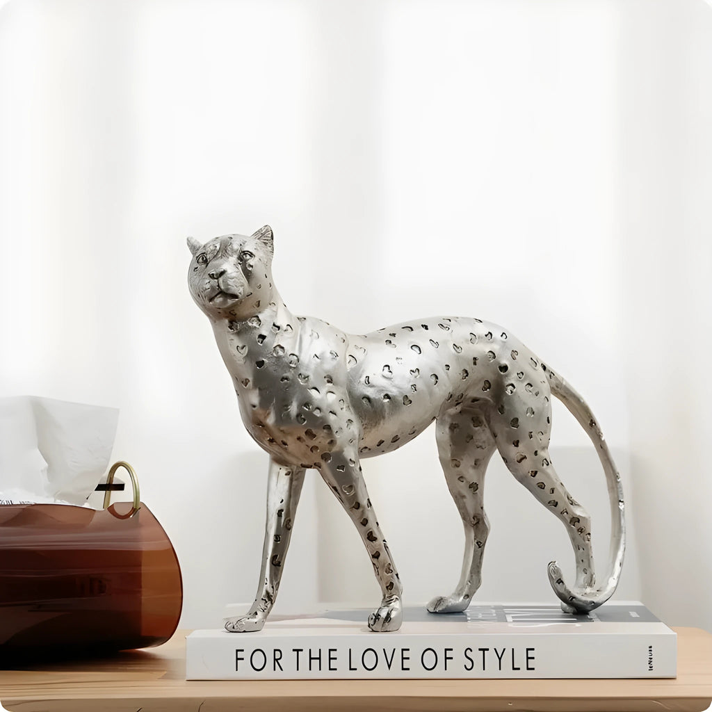 Modern resin leopard figurine ornament in American Leopard colour for home decor.