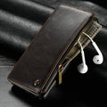 Black leather flip phone case for SAMSUNG Note9 showing front and back coverage