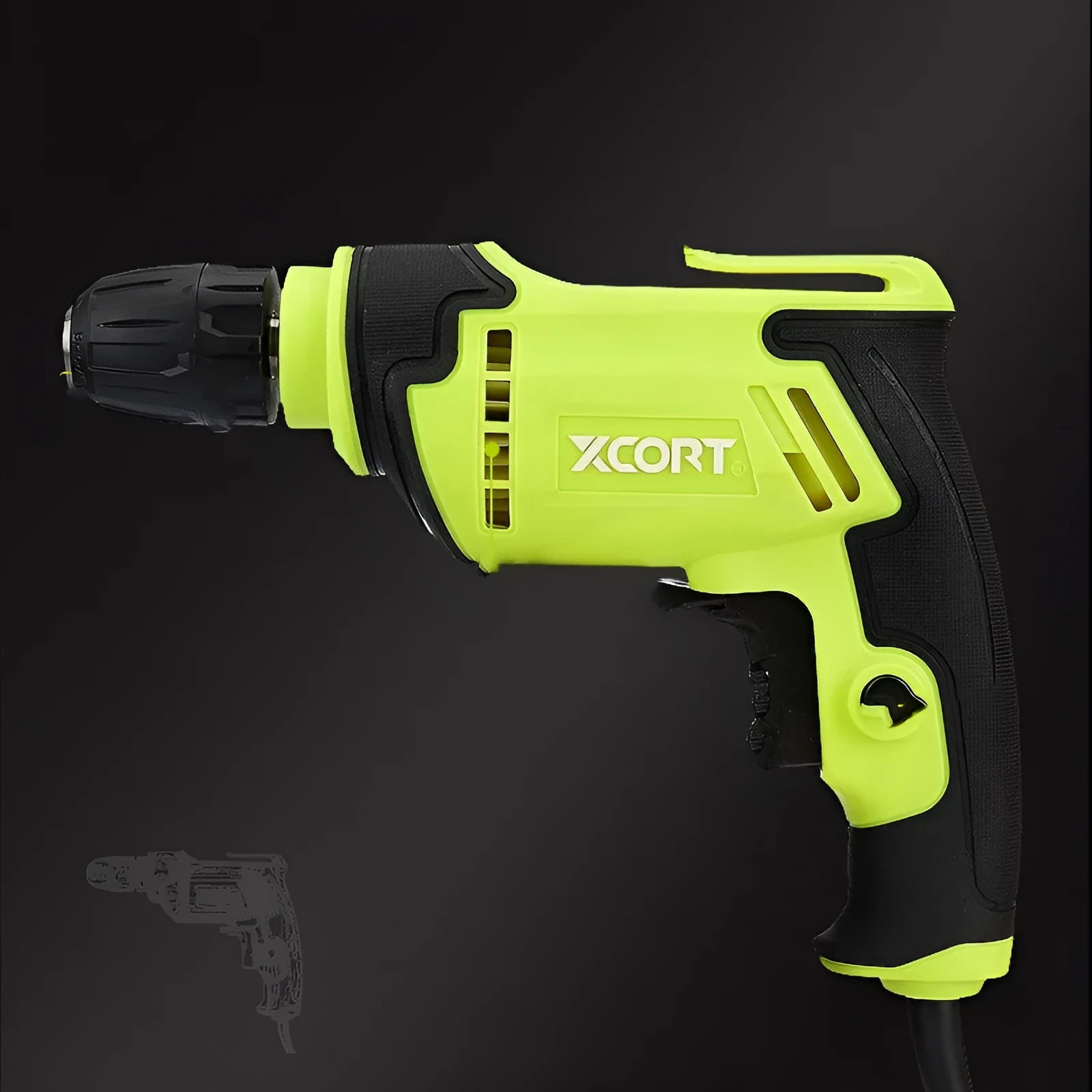 High-power pistol grip electric drill with multi-speed control and 10mm chuck.