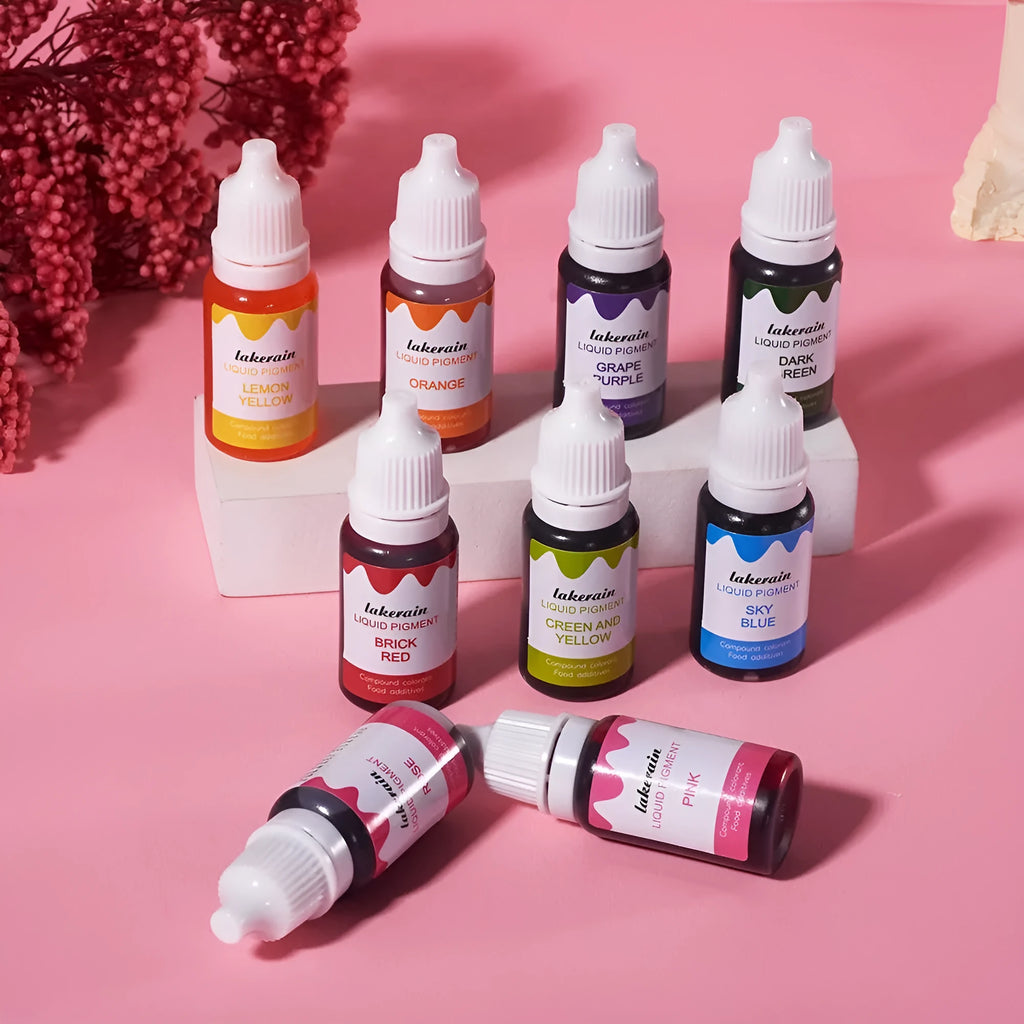Set of 24 pigment bottles for cake and soap making with tools, glitter, and toy accessories