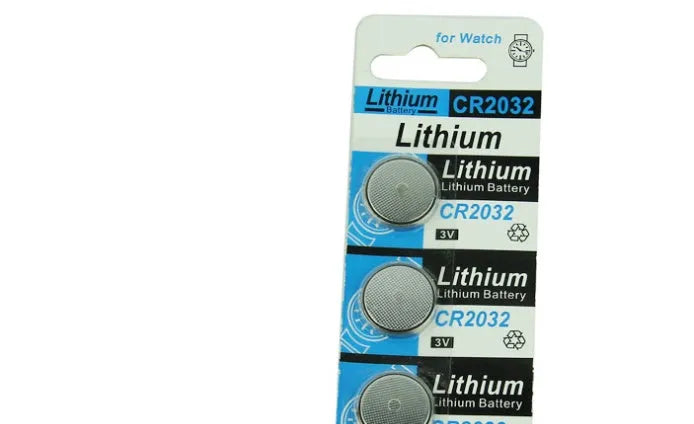 A card of five CR2032 3V lithium button batteries for electronic scales and remotes.