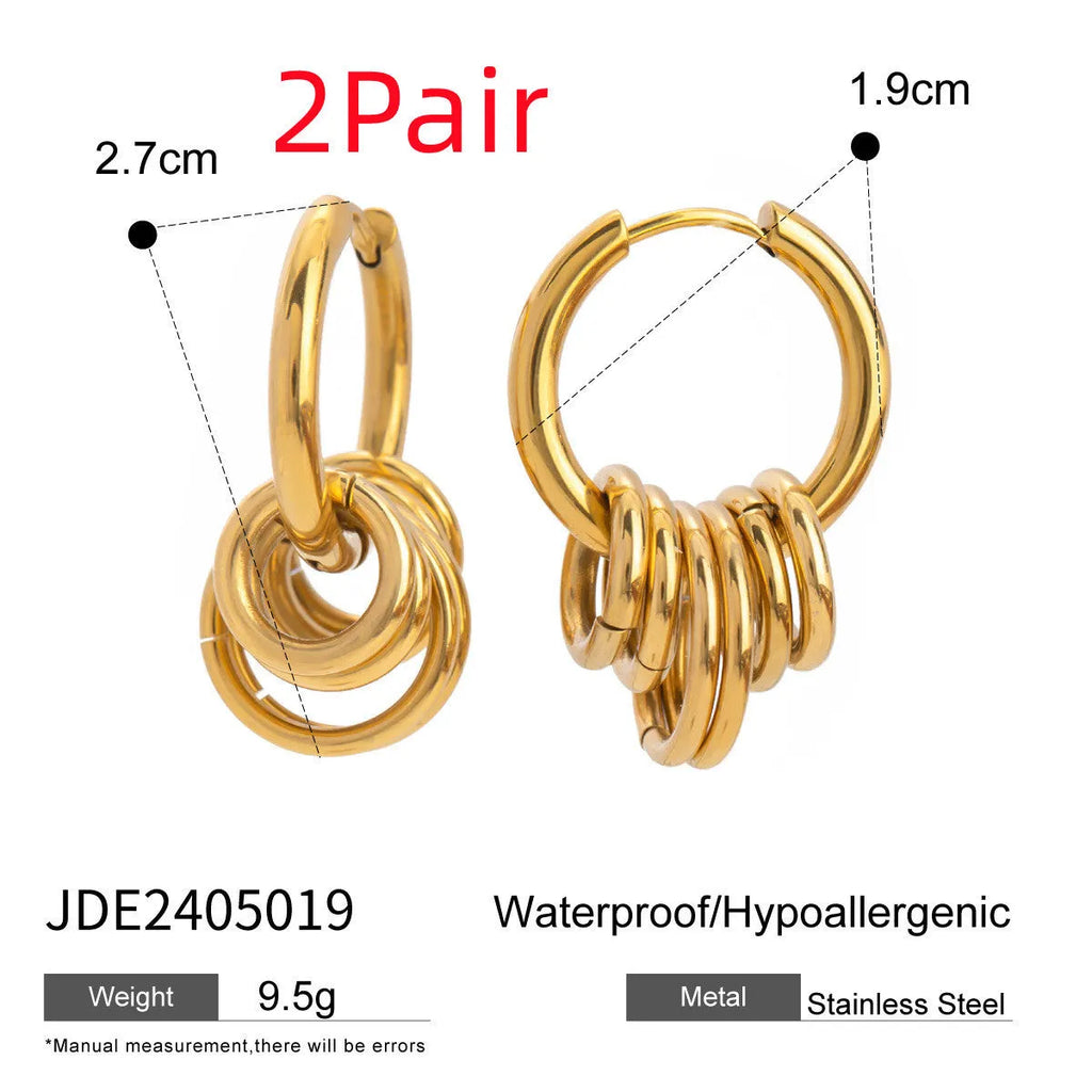 Gold electroplated stainless steel earrings with contemporary ins-style design