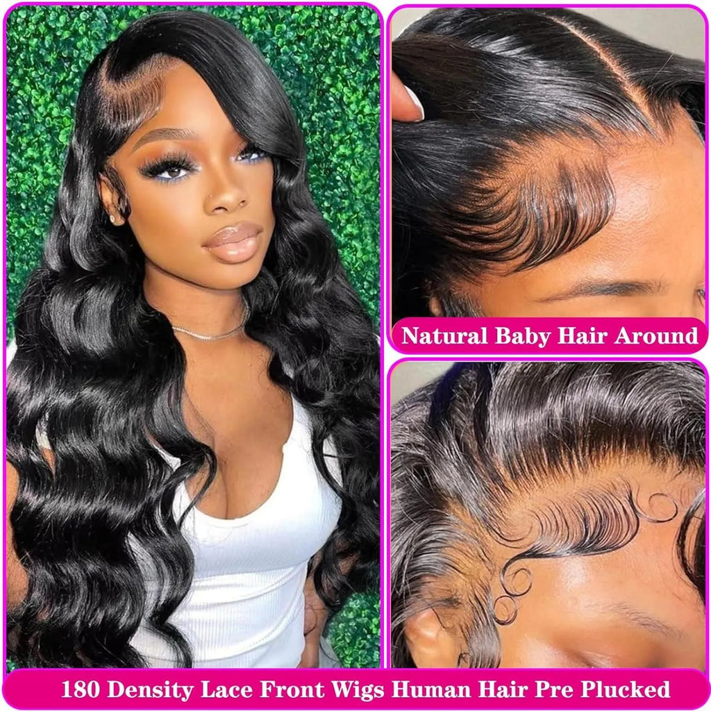 Black medium-long curly wave full-head synthetic wig with natural hairline presentation