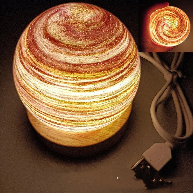 Modern simple style USB planet night light with 80mm sphere on base.