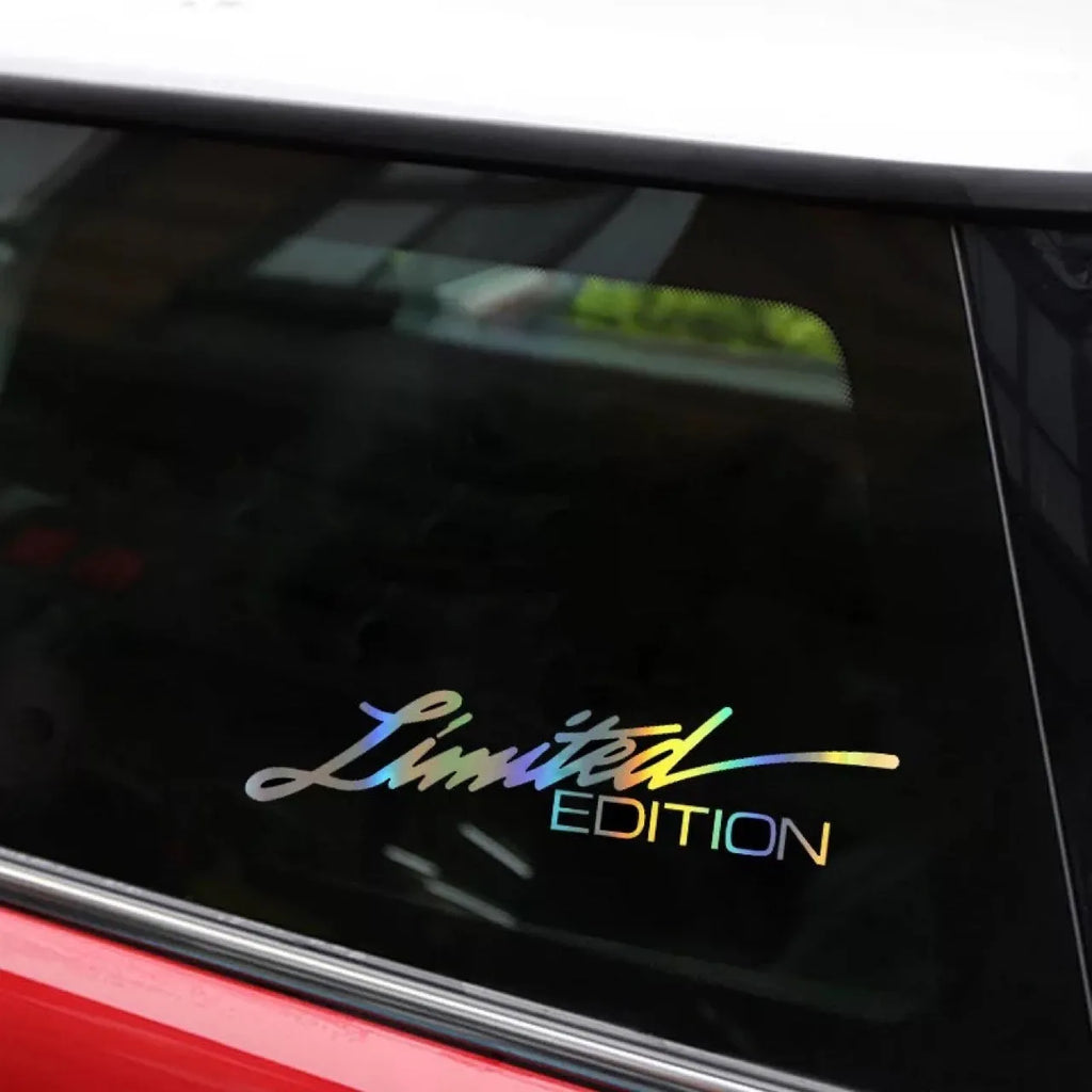 Black laser reflective car sticker with text design on PET vinyl material for vehicle application