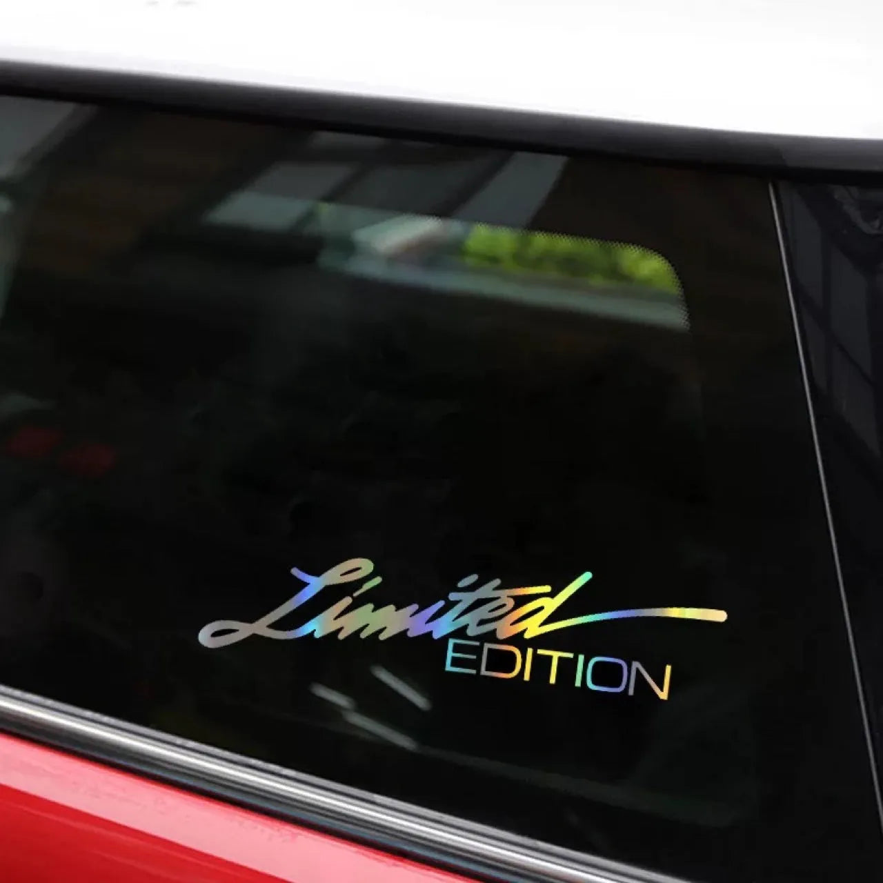 Black laser reflective car sticker with text design on PET vinyl material for vehicle application