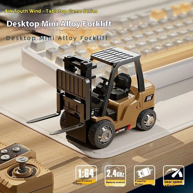 1:64 scale bluetooth mini alloy forklift remote control model toy with cargo accessories