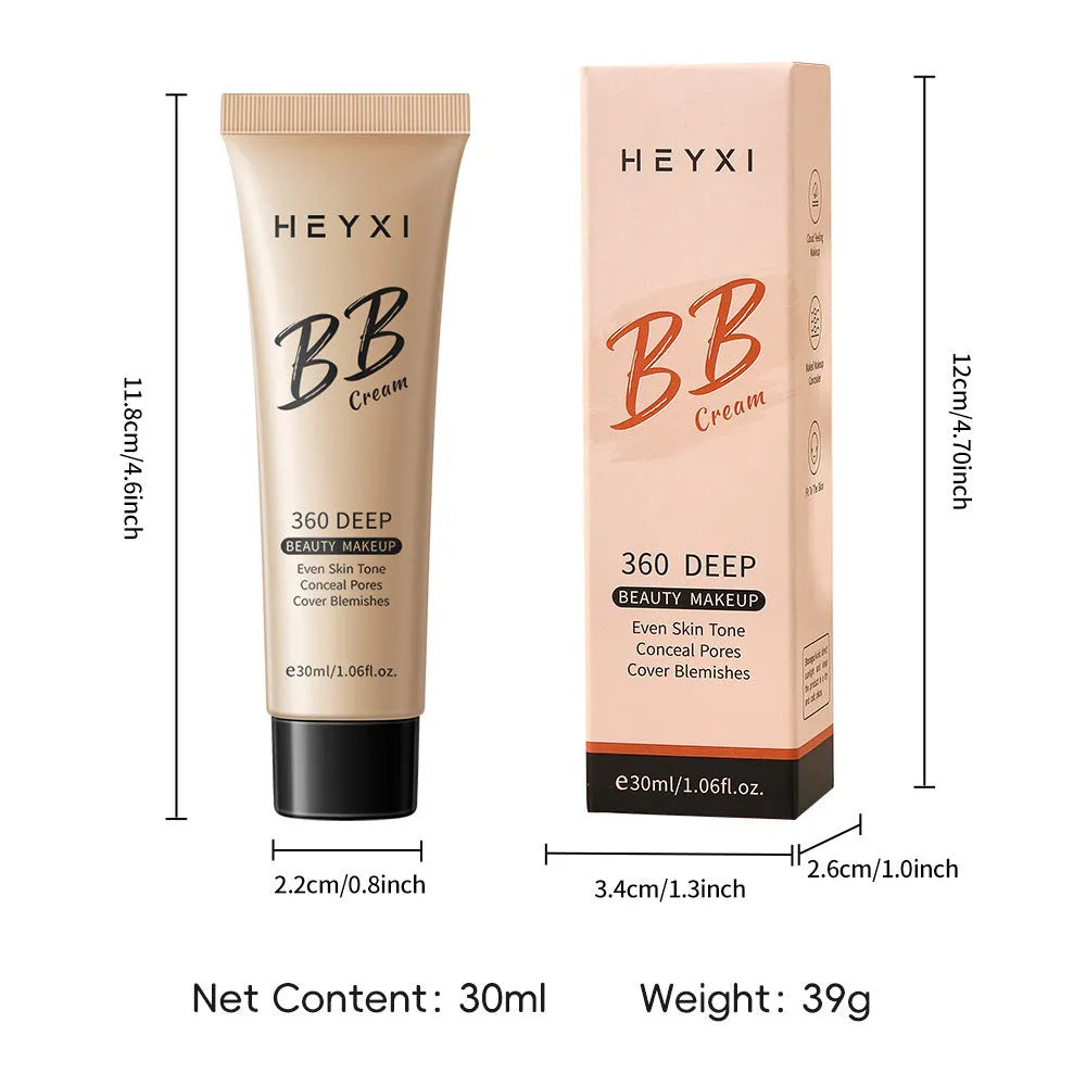 Waterproof and sweat-proof BB cream makeup in four colour shades 01, 02, 03, 04.