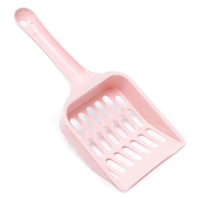 Plastic cat litter scoop in blue, green or pink measuring 20cm long for pet toilet cleaning