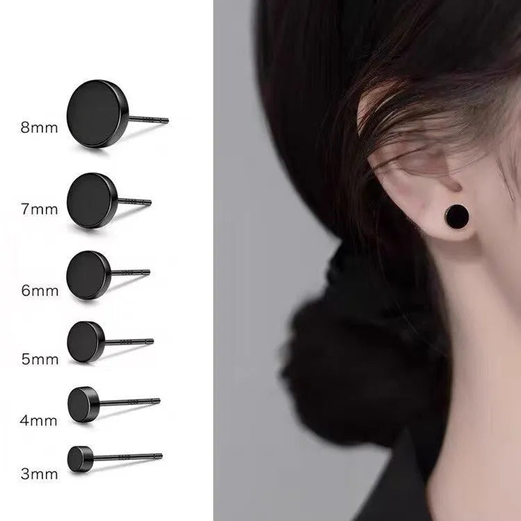 S999 sterling silver flat bone stud earrings in round geometric shape