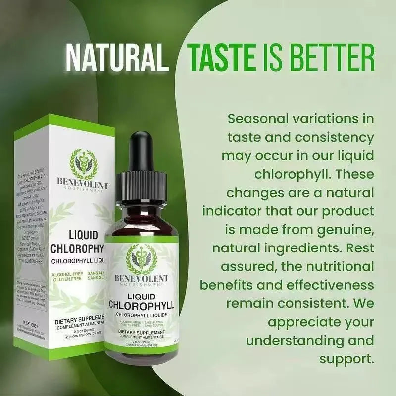 60ml bottle of peppermint-flavoured liquid chlorophyll drops with dropper for adult digestive care