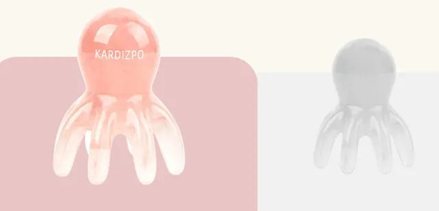 Pink octopus-shaped massage comb made from natural resin with storage bag for facial and head massage