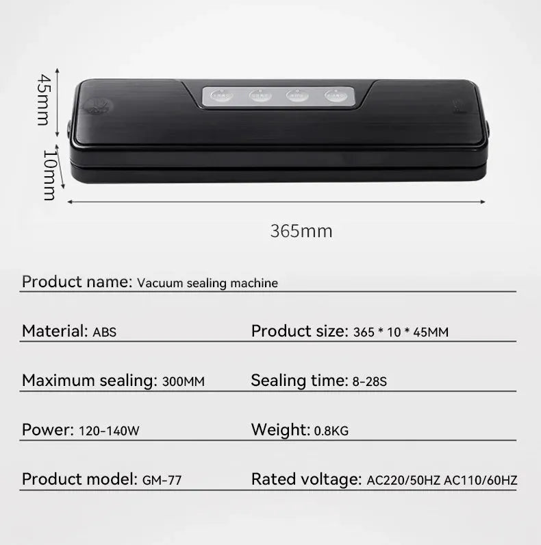 White automatic vacuum sealing machine for household food preservation with compact design