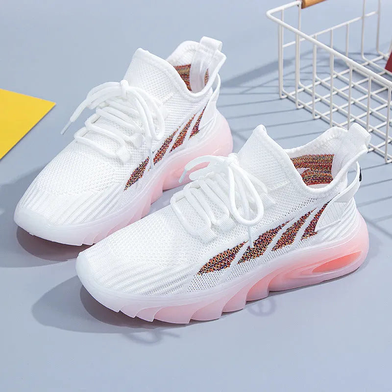 Women's cowhide leather sports casual shoes with high-top design and flat heel in four colours
