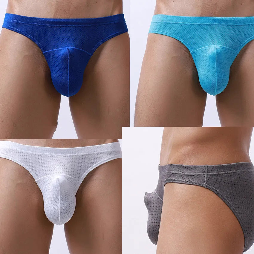 Men's loose fit transparent nylon underwear in blue colour