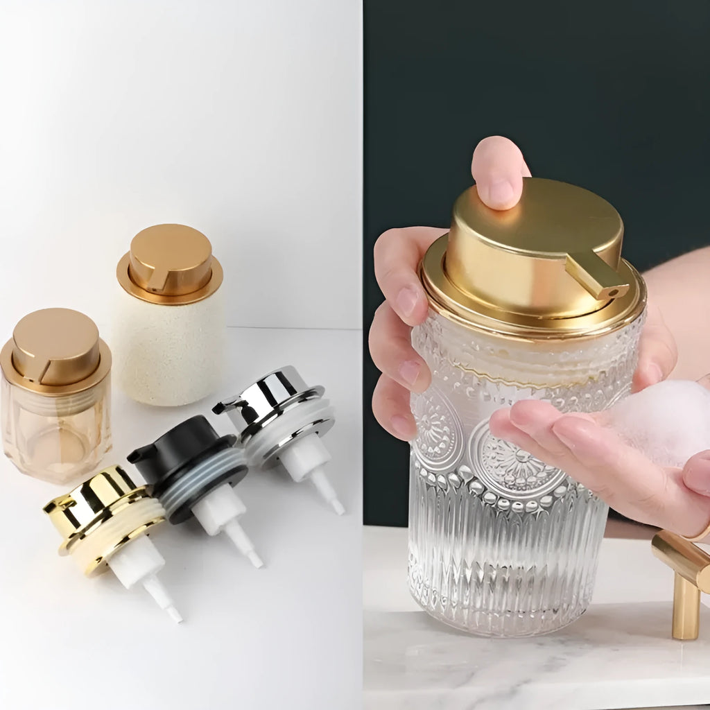 Foam pump replacement head in ABS plastic for soap dispensers