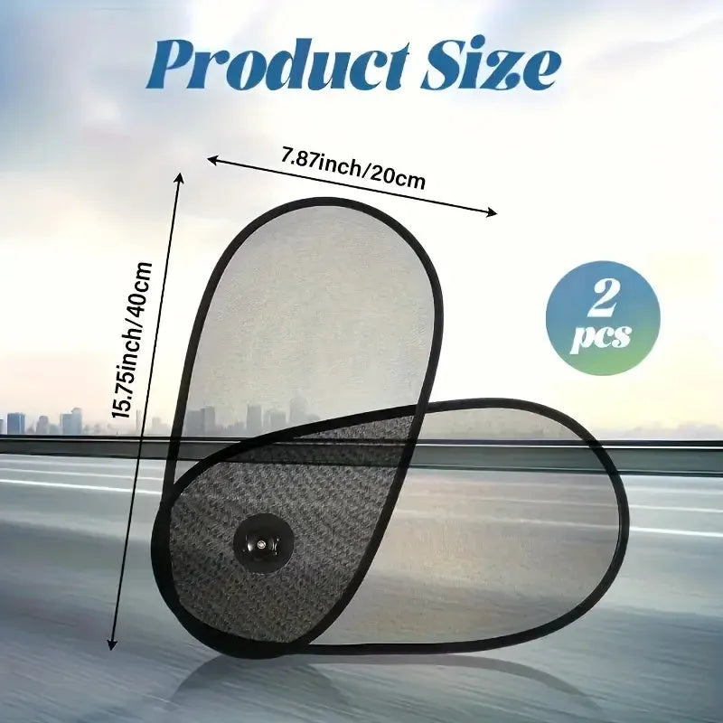 Breathable mesh car window shade with suction cups attached to side window