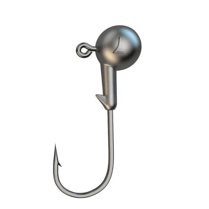 Pack of 50 lead-headed steel jig hooks in primary colours, size 7G, for soft plastic bait fishing.