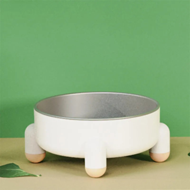 Green stainless steel pet bowl with a high foot and non-slip anti-overturn base for dogs and cats