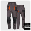 Men's dark gray multi-pocket cargo pants with large pockets and polyester fabric
