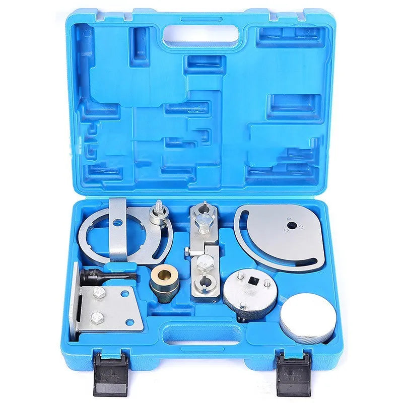 Volvo engine timing special tool set with 8 carbon steel tools in a storage case.