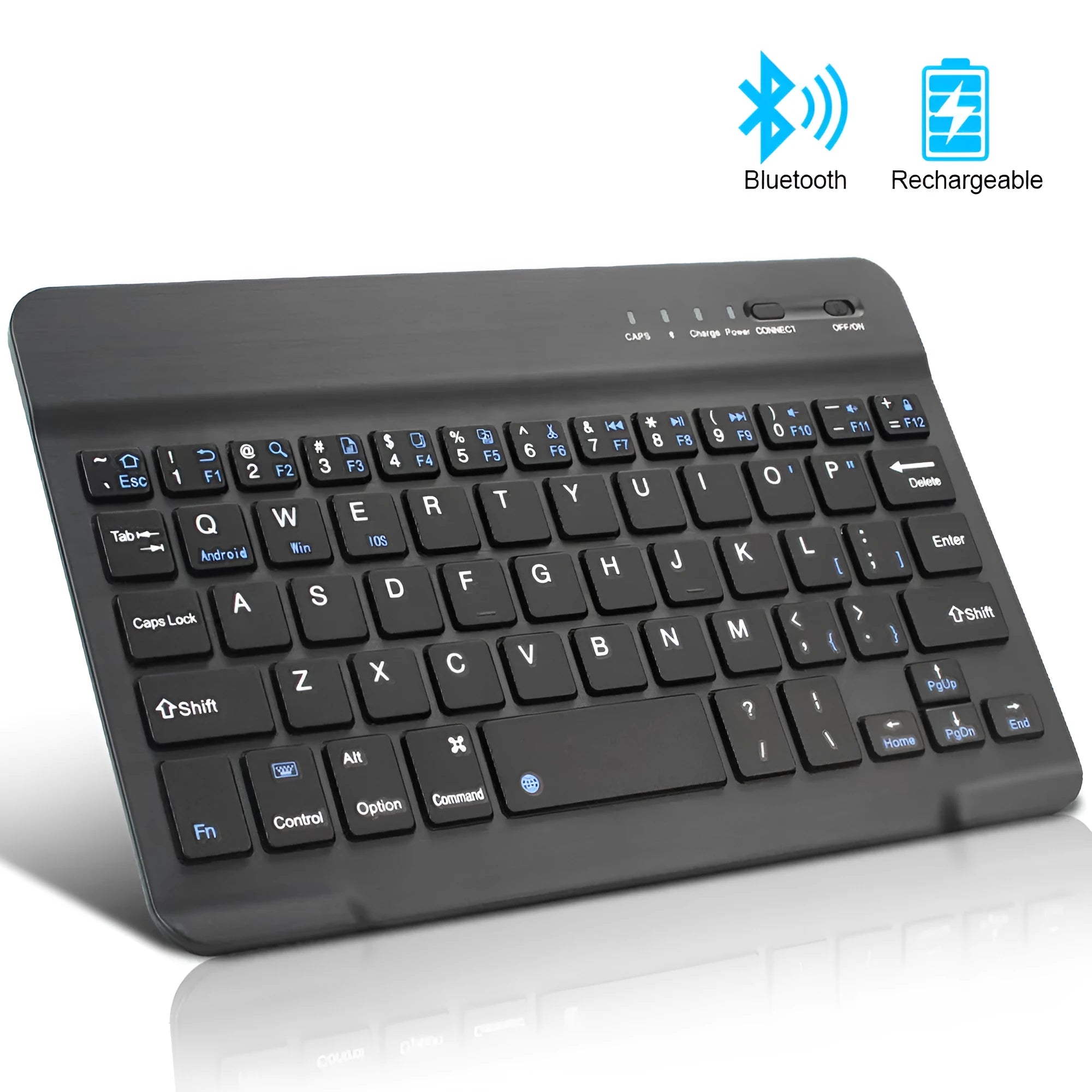 Black or white mini Bluetooth wireless keyboard for tablets with 44-hour battery life