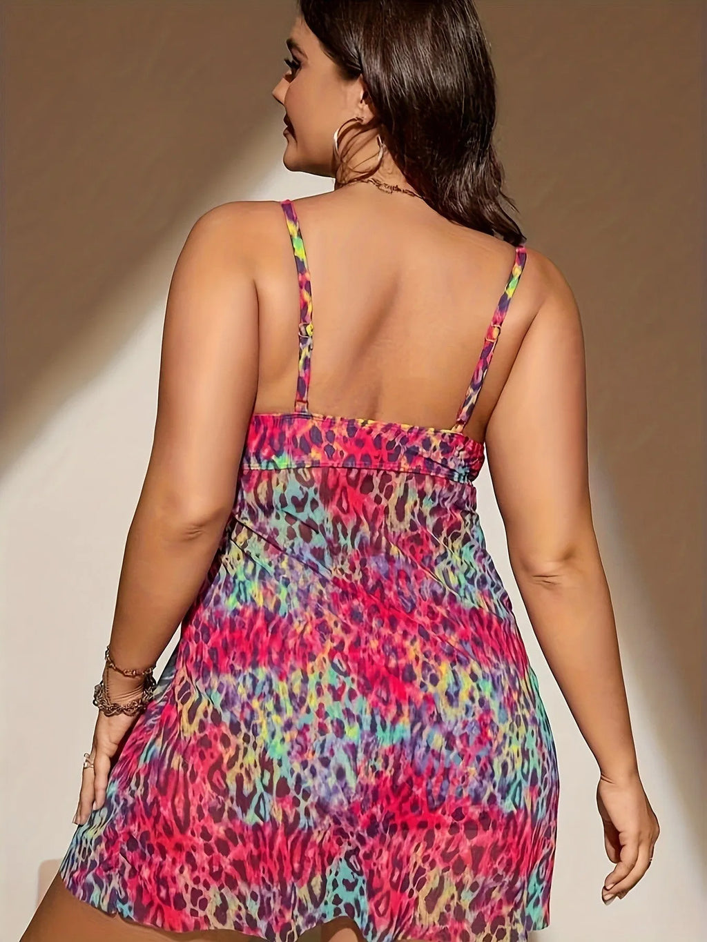 Plus size women's bikini swimwear with skirt split design in blue colour