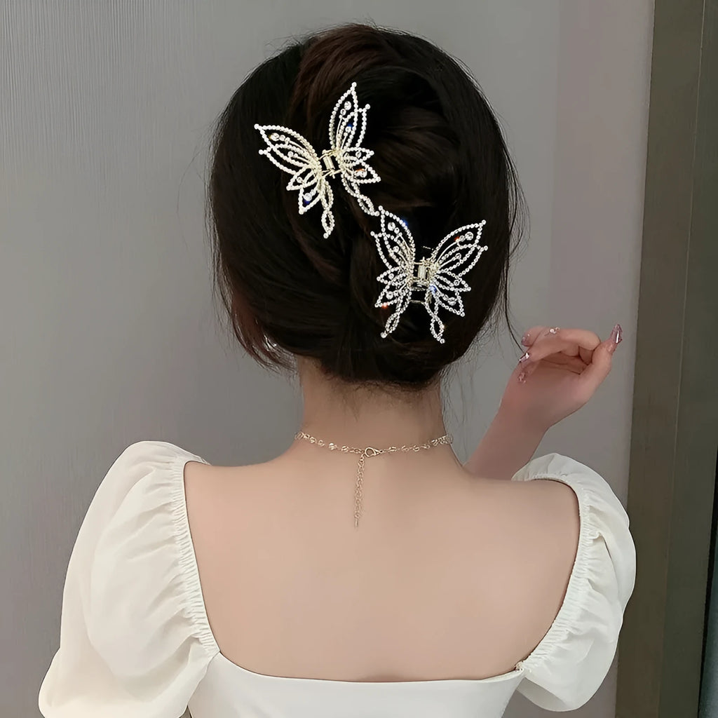 Butterfly hair clip barrette for women with alloy metal construction
