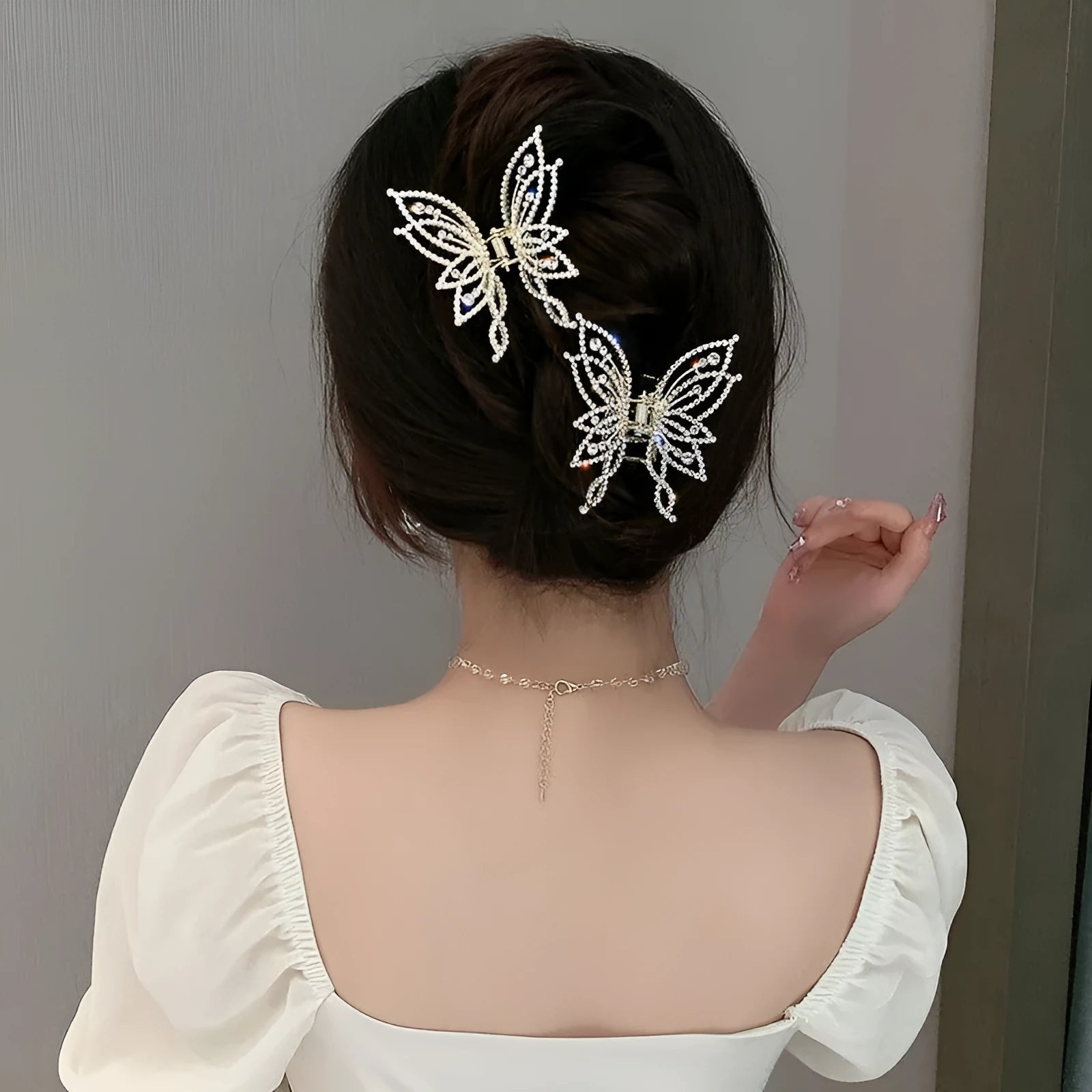 Butterfly hair clip barrette for women with alloy metal construction