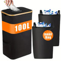 Black bamboo pattern laundry basket with removable lid showing ventilation holes and interior double pockets