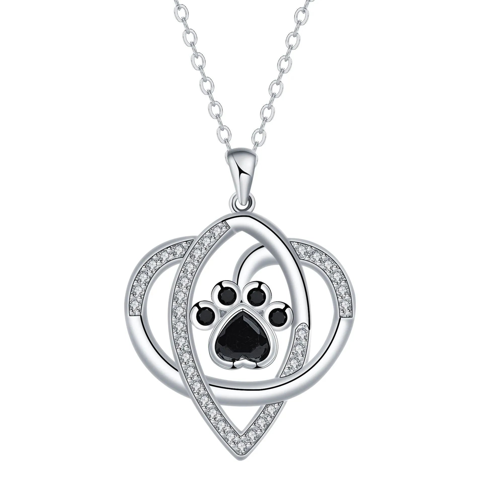 Copper necklace with dog and cat paw print pendant on cross chain