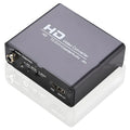 Black HDMI to DVI converter with 1.5m cable and 3.5mm audio output port for 1080p video.