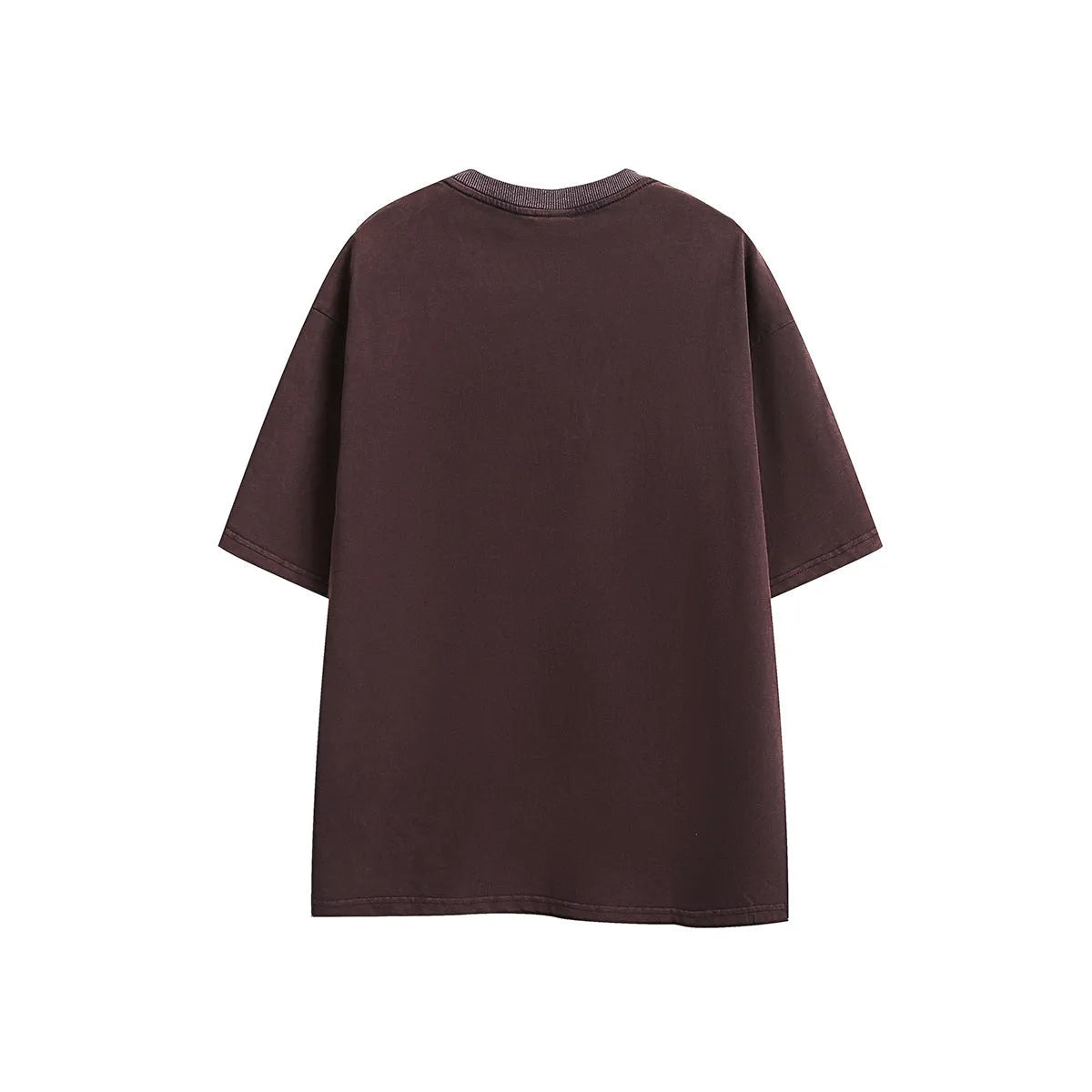 A loose-fit washed cotton short-sleeve retro T-shirt shown in purple and black colour options.