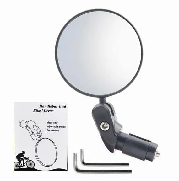 Black foldable convex blind spot mirror showing 7cm reflective surface and adjustable arm.