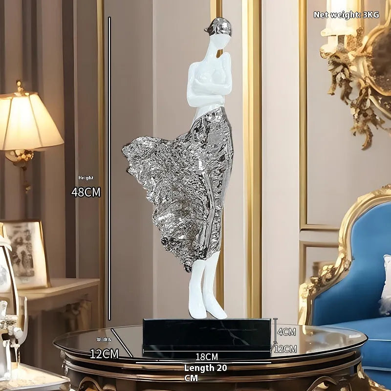 48cm natural resin sculptured ornament in modern simplicity style with metallic finish
