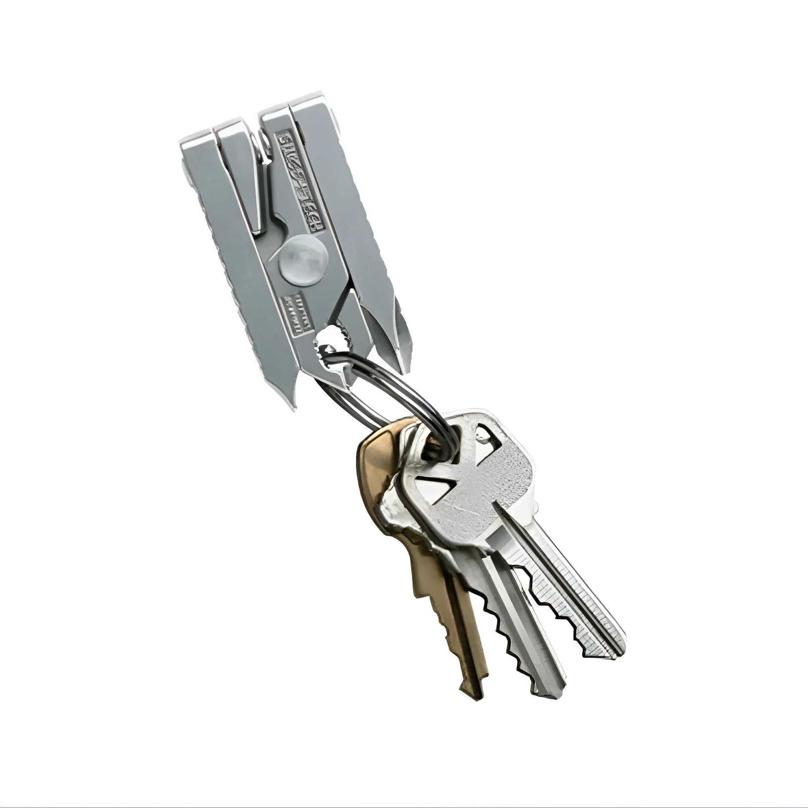Mini multifunction pliers 420 stainless steel silver colour closed 47mm expanded 82mm on flat surface