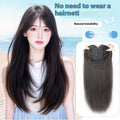 Women's full-head wear-free wig with long straight high layered black synthetic hair