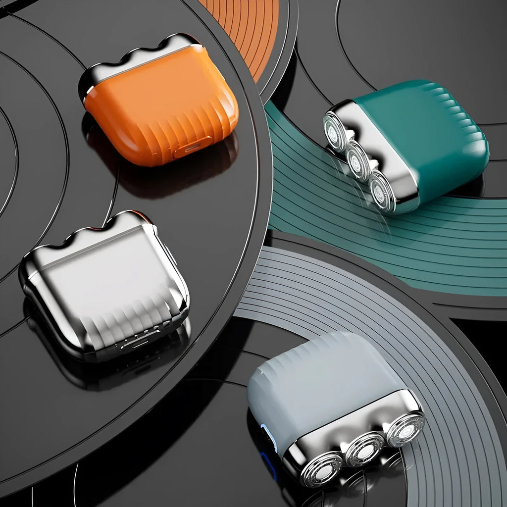 Three-head magnetic mini electric shaver in four colour options