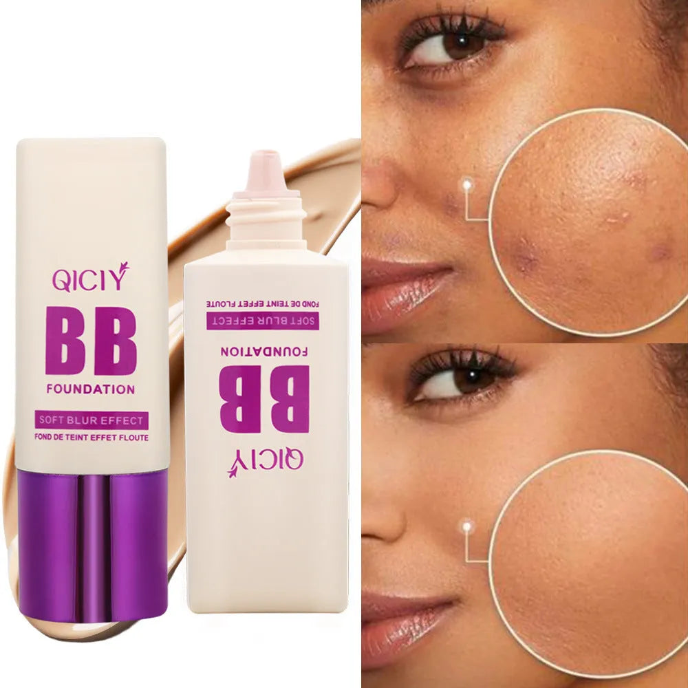 Feeding bottle containing liquid foundation BB cream in one of ten available shades.