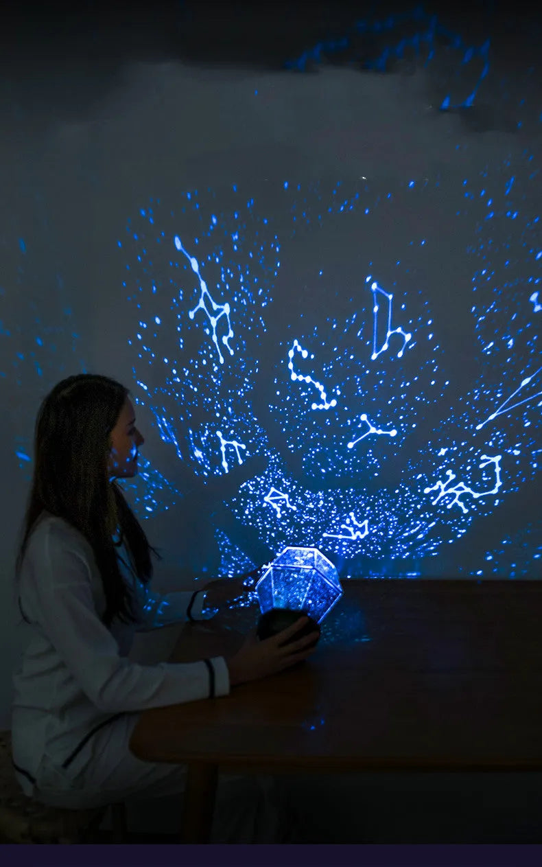 Children's rotating star night light with LED illumination and three colour modes