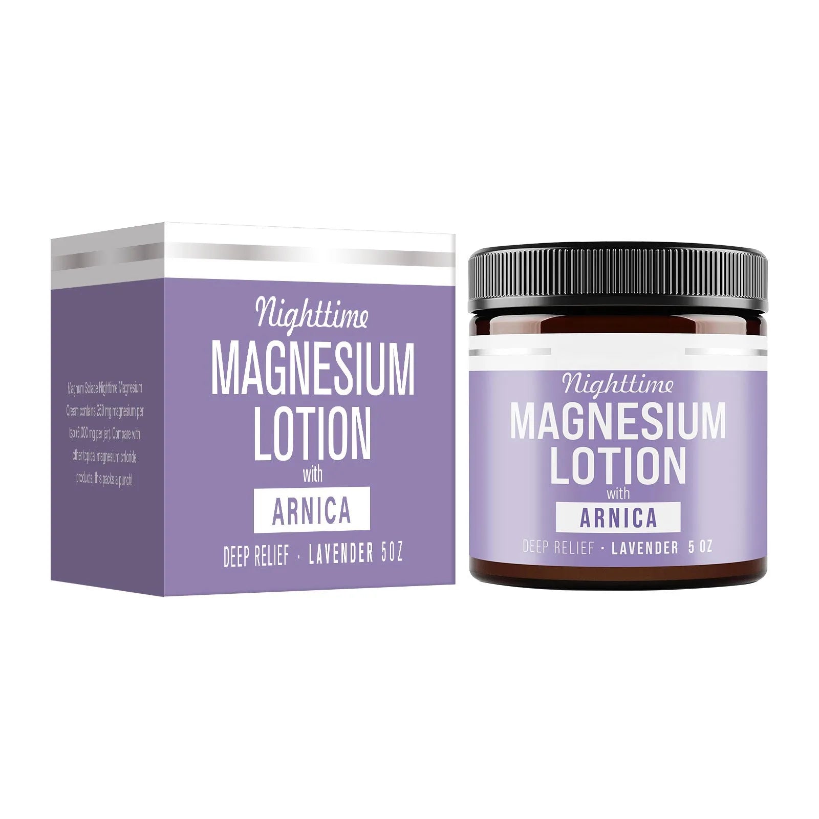 Magnesium body butter cream in 7.1cm square jar with 150ml volume
