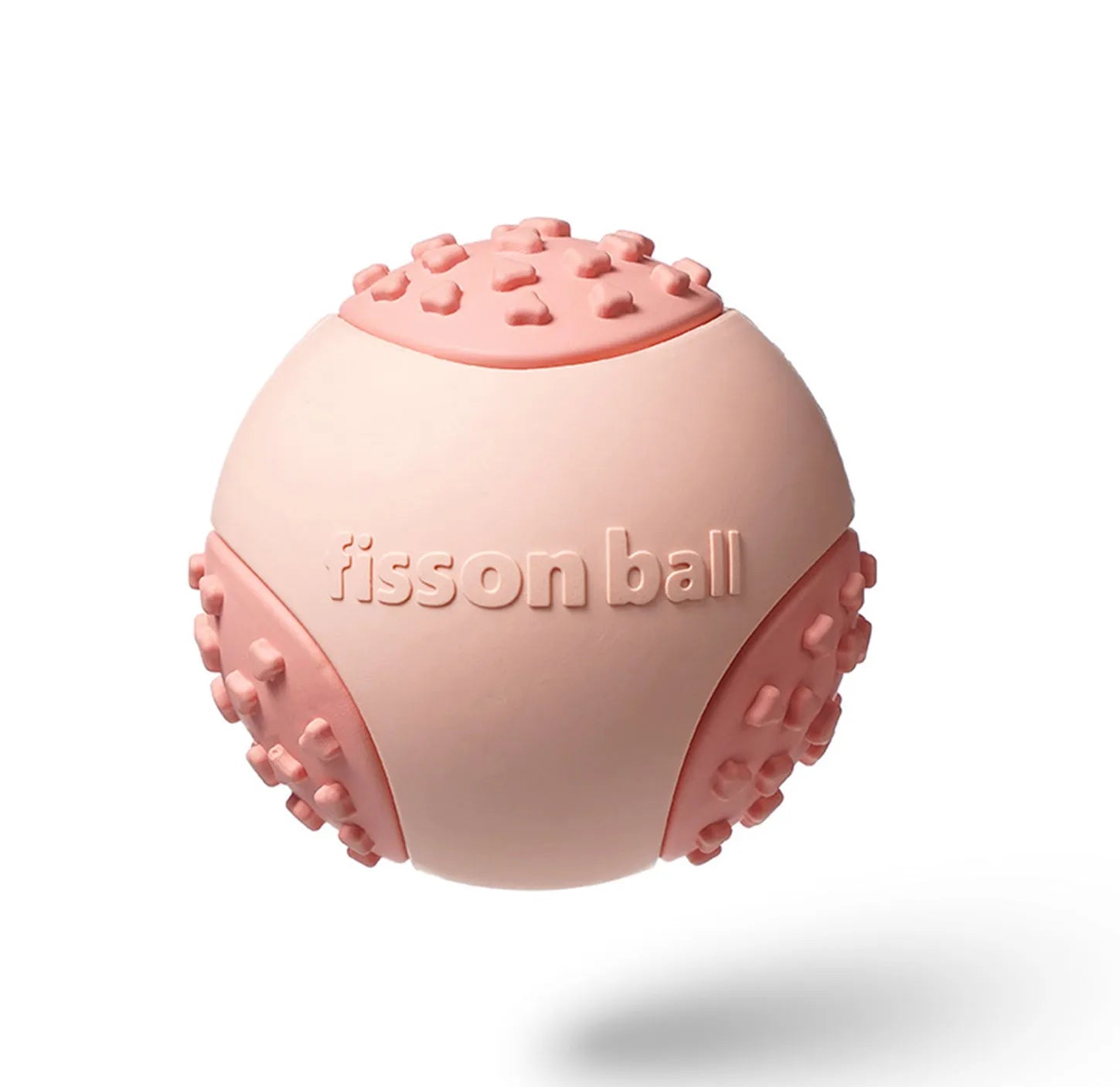 Green rolling ball dog toy for small medium dogs showing 64mm diameter scale