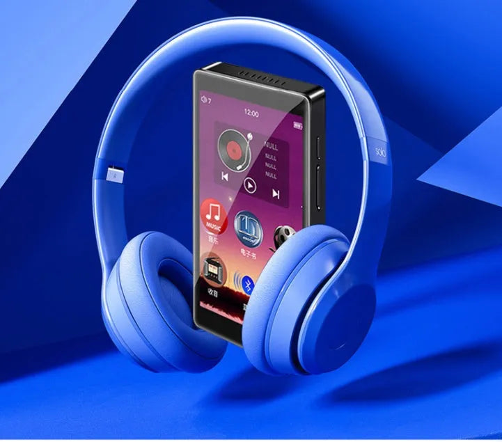 Black Ruizu H1 slim MP3 MP4 player with 4-inch touch screen showing music interface