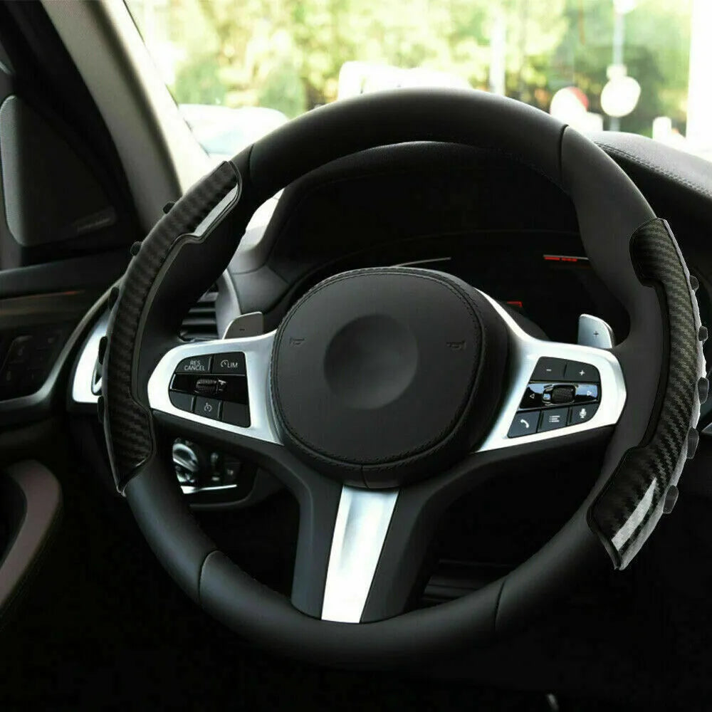 Carbon fibre black automobile steering wheel anti-skid sleeve for universal 38cm fit.