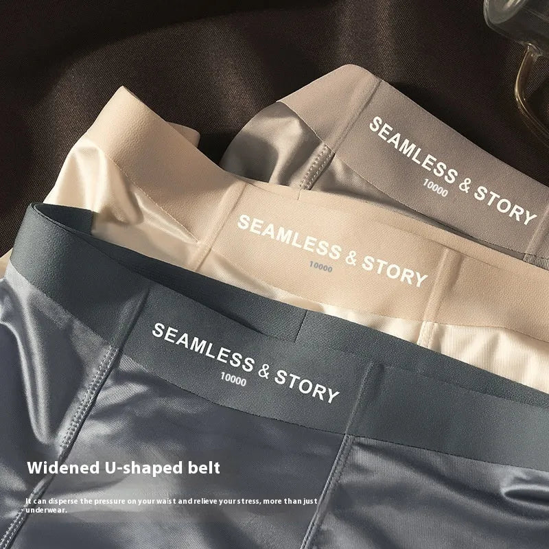 Men's satin ice silk underwear in multiple colour options showing mid-waist design