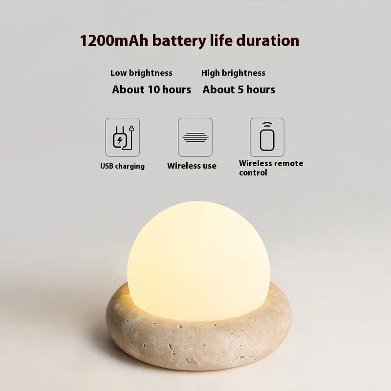 Cream coloured remote control bedside night light with modern simplicity design