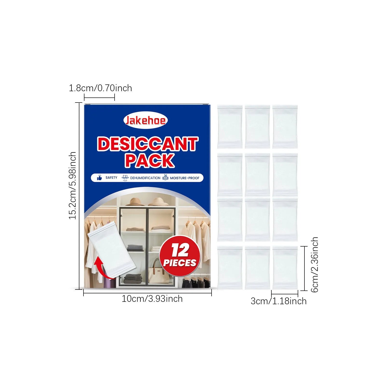 Pack of 12 calcium chloride anti odour desiccant dehumidifiers for household damp control