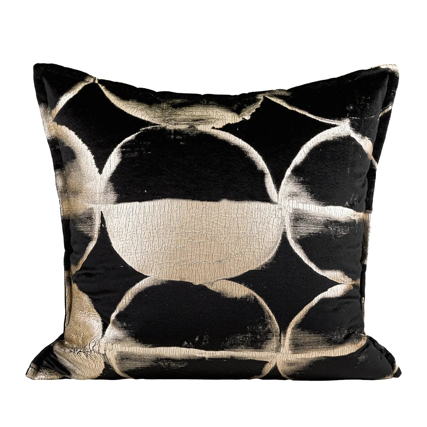 Black gold abstract pattern cushion pillow with removable cover in three size options