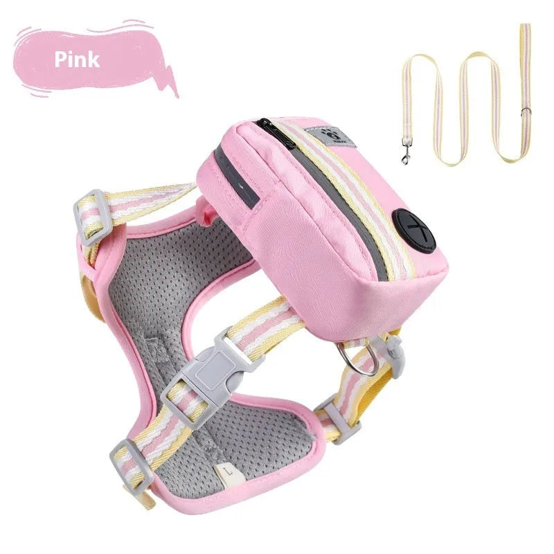 Explosion-proof anti-strangulation dog harness in Oxford cloth with a 1.5 metre holding rope attached